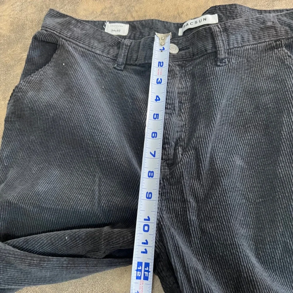 PacSun Carpenter Pants Mens 34x32 Black Corduroy Teal Dye Straight Leg‎ Workwear_7